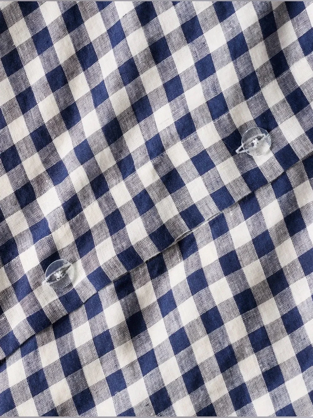 Quince European Linen Gingham Duvet Cover Set, Full/Queen (Navy)